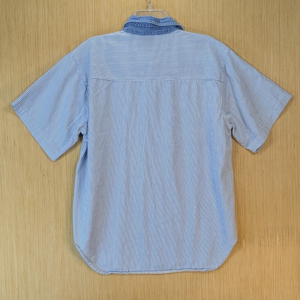 Vintage Bobbie Brooks 90s Embroidered Teddy Bear Stripe Shirt Denim Collar Large - Picture 4 of 7